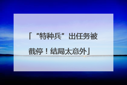 “特种兵”出任务被截停！结局太意外