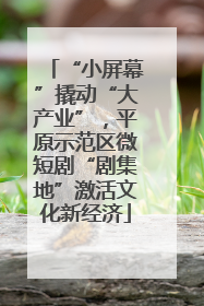 “小屏幕”撬动“大产业”，平原示范区微短剧“剧集地”激活文化新经济