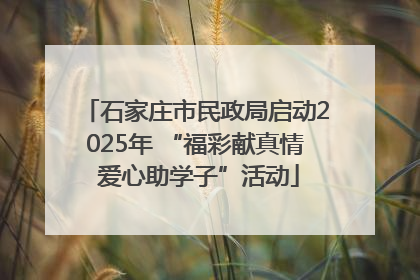 石家庄市民政局启动2025年 “福彩献真情 爱心助学子”活动