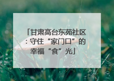 甘肃高台东苑社区：守住“家门口”的幸福“食”光