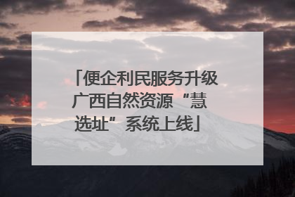 便企利民服务升级 广西自然资源“慧选址”系统上线