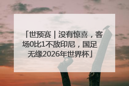 世预赛｜没有惊喜，客场0比1不敌印尼，国足无缘2026年世界杯