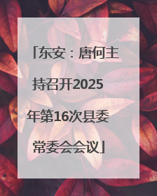 东安：唐何主持召开2025年第16次县委常委会会议