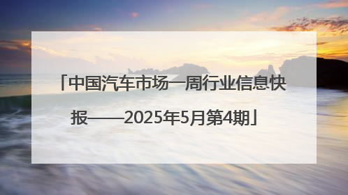 中国汽车市场一周行业信息快报——2025年5月第4期