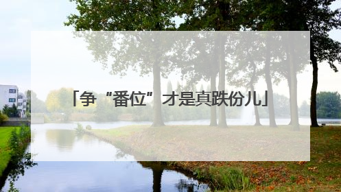 争“番位”才是真跌份儿