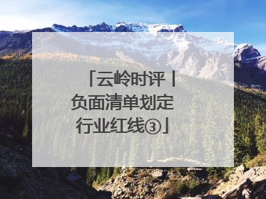 云岭时评丨负面清单划定行业红线③