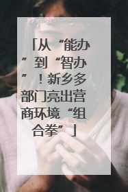 从“能办”到“智办”！新乡多部门亮出营商环境“组合拳”