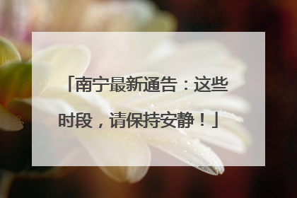 南宁最新通告：这些时段，请保持安静！
