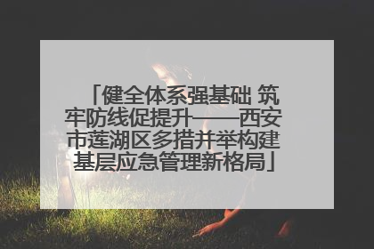 健全体系强基础 筑牢防线促提升——西安市莲湖区多措并举构建基层应急管理新格局