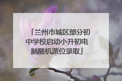 兰州市城区部分初中学校启动小升初电脑随机派位录取