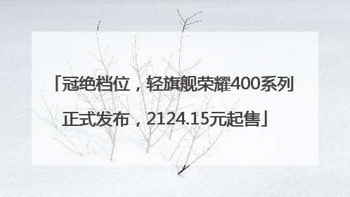 冠绝档位，轻旗舰荣耀400系列正式发布，2124.15元起售