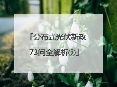 分布式光伏新政73问全解析②