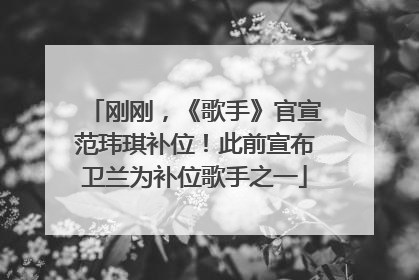 刚刚，《歌手》官宣范玮琪补位！此前宣布卫兰为补位歌手之一