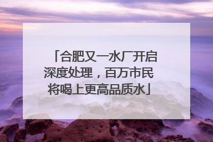 合肥又一水厂开启深度处理，百万市民将喝上更高品质水