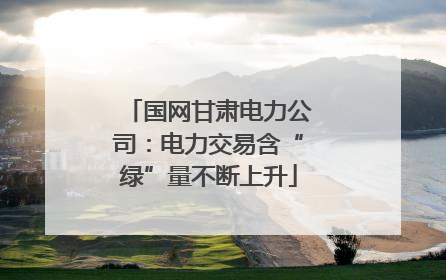 国网甘肃电力公司：电力交易含“绿”量不断上升