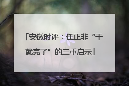 安徽时评：任正非“干就完了”的三重启示