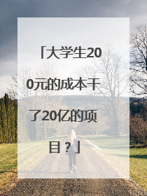 大学生200元的成本干了20亿的项目？