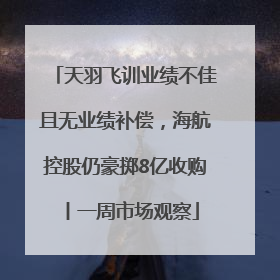 天羽飞训业绩不佳且无业绩补偿，海航控股仍豪掷8亿收购丨一周市场观察