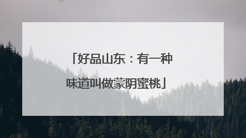 好品山东：有一种味道叫做蒙阴蜜桃
