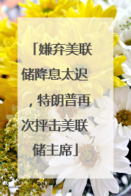 嫌弃美联储降息太迟，特朗普再次抨击美联储主席
