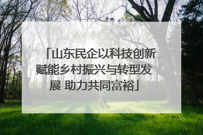 山东民企以科技创新赋能乡村振兴与转型发展 助力共同富裕