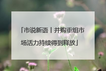 市说新语丨并购重组市场活力持续得到释放