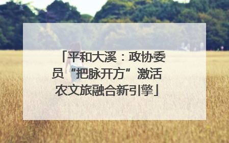 平和大溪：政协委员“把脉开方”激活农文旅融合新引擎