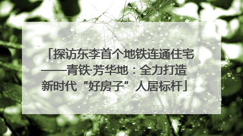 探访东李首个地铁连通住宅——青铁·芳华地：全力打造新时代“好房子”人居标杆