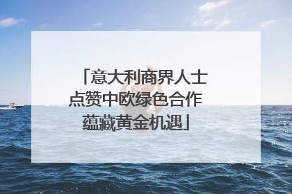 意大利商界人士点赞中欧绿色合作蕴藏黄金机遇