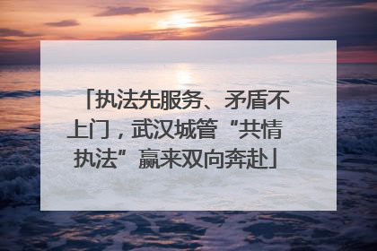 执法先服务、矛盾不上门，武汉城管“共情执法”赢来双向奔赴