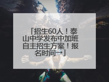 招生60人！泰山中学发布中加班自主招生方案！报名时间→