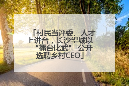 村民当评委、人才上讲台，长沙望城以“擂台比武” 公开选聘乡村CEO