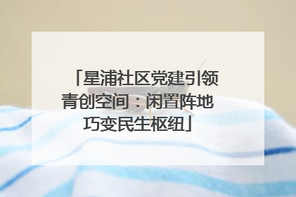 星浦社区党建引领青创空间：闲置阵地巧变民生枢纽