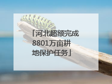 河北超额完成8801万亩耕地保护任务