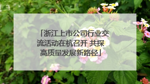浙江上市公司行业交流活动在杭召开 共探高质量发展新路径