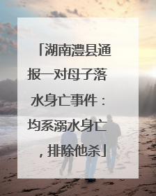 湖南澧县通报一对母子落水身亡事件：均系溺水身亡，排除他杀