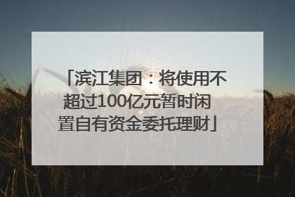 滨江集团：将使用不超过100亿元暂时闲置自有资金委托理财