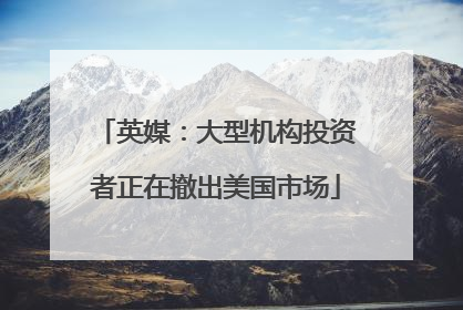 英媒：大型机构投资者正在撤出美国市场