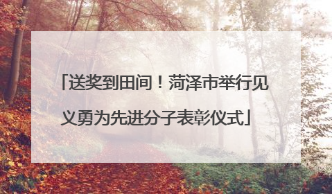 送奖到田间！菏泽市举行见义勇为先进分子表彰仪式