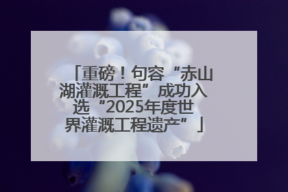 重磅！句容“赤山湖灌溉工程”成功入选“2025年度世界灌溉工程遗产”