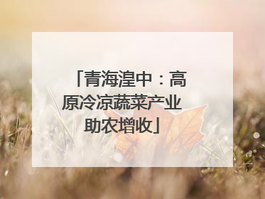 青海湟中：高原冷凉蔬菜产业助农增收