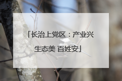 长治上党区：产业兴 生态美 百姓安