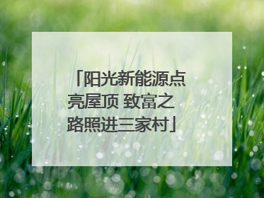 阳光新能源点亮屋顶 致富之路照进三家村