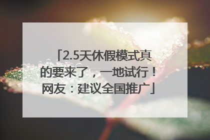 2.5天休假模式真的要来了，一地试行！网友：建议全国推广